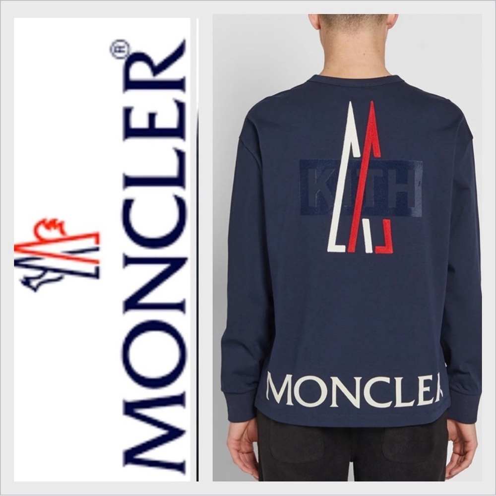 KITH × MONCLER L/S Tee Navy 2 Sided Size XL Long Sleeve Shirt